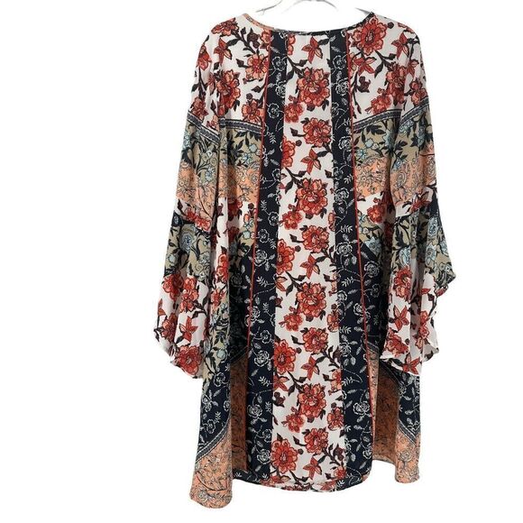 Cato Dress Size 14 16W Bohemian Multicolor Floral Dramatic Bell Sleeve V Neck - Picture 8 of 11